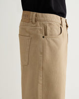 wax london men's Luca - Washed Beige Organic Cotton Denim Shorts