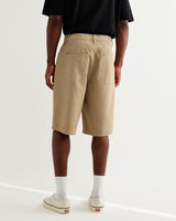 wax london men's Luca - Washed Beige Organic Cotton Denim Shorts