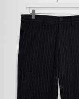 wax london men's Malham - Black Italian Flannel Stripe Trouser