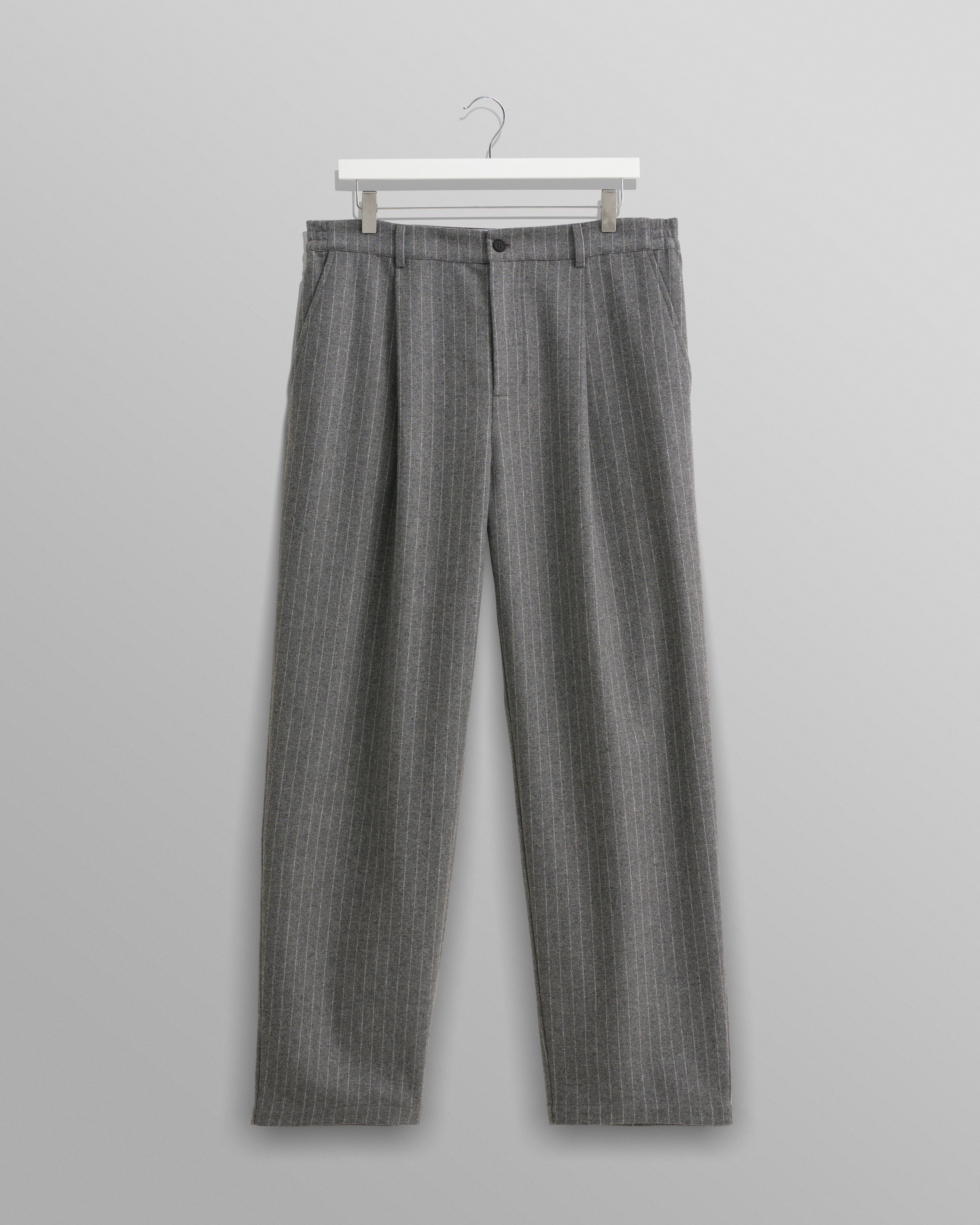 Men's Charcoal Grey Pinstripe Wool Trousers | Wax London
