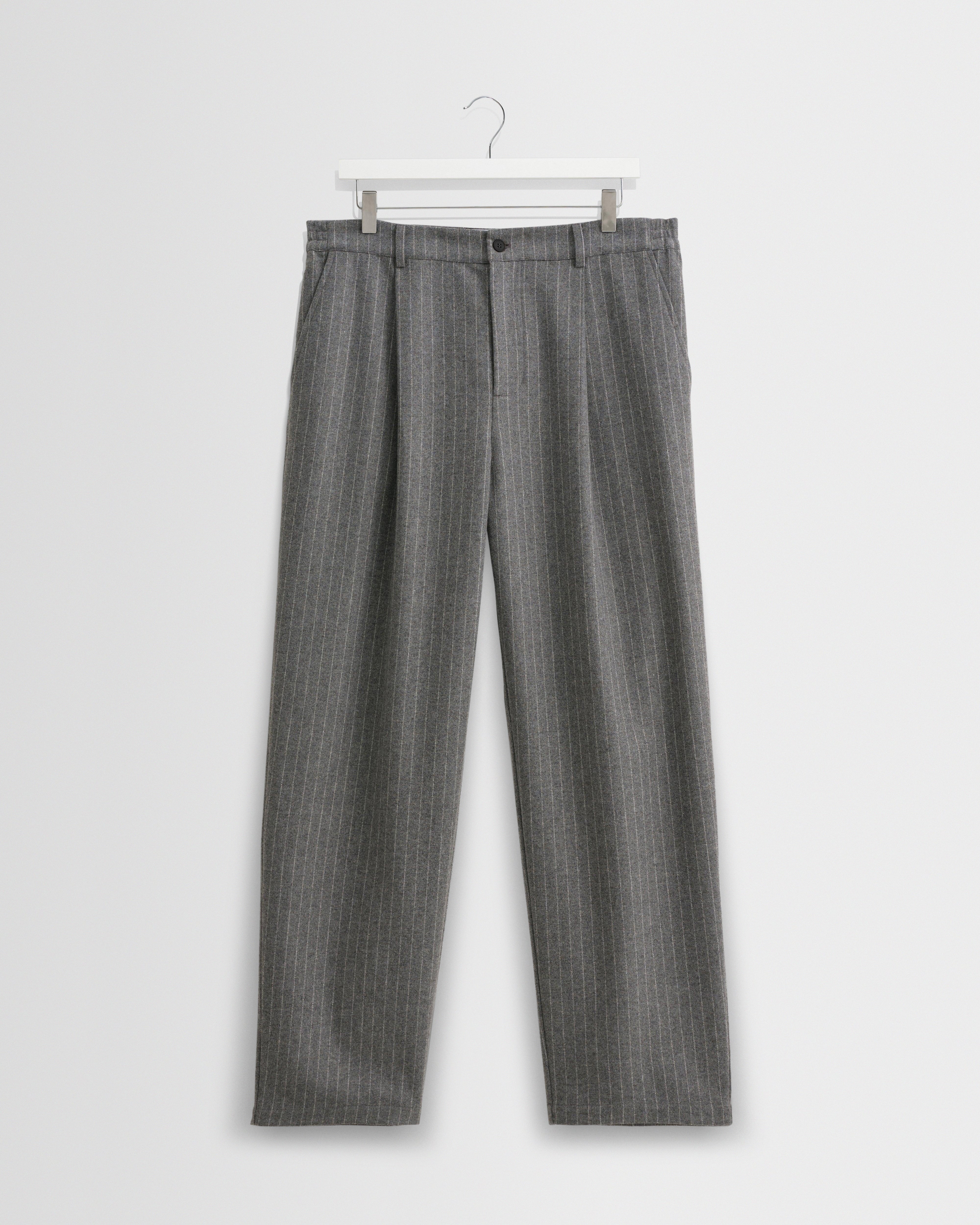 Men's Charcoal Grey Pinstripe Wool Trousers | Wax London