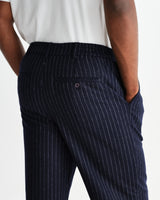 wax london men's Malham - Navy Pinstripe Wool Trousers