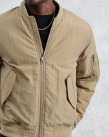wax london men's Malvern - Washed Khaki Nylon Bomber Jacket
