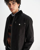 wax london men's Mason - Black Canvas Work Jacket