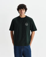 wax london men's Milton - Bottle Green Stacked Text Graphic Organic Cotton T-Shirt