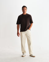 wax london men's Milton - Dark Brown Organic Emorised Cotton T-Shirt