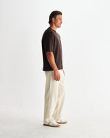 wax london men's Milton - Dark Brown Organic Emorised Cotton T-Shirt