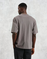 wax london men's Milton - Dark Grey Emerised Organic Cotton T-Shirt