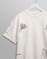 wax london men's Milton - Ecru Embroidered Organic Cotton T-Shirt