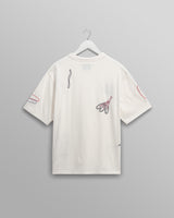 wax london men's Milton - Ecru Embroidered Organic Cotton T-Shirt