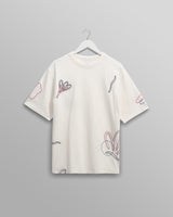 wax london men's Milton - Ecru Embroidered Organic Cotton T-Shirt