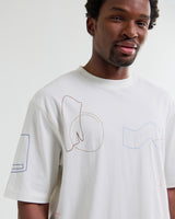 wax london men's Milton - Ecru Organic Cotton Embroidered Shapes T-Shirt