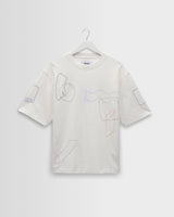 wax london men's Milton - Ecru Organic Cotton Embroidered Shapes T-Shirt