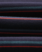 wax london men's Milton - Navy Organic Stripe Waffle Cotton T-Shirt