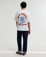 wax london men's Milton - Off White Organic Cotton Laundry Graphic T-Shirt