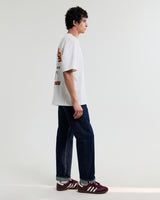 wax london men's Milton - Off White Organic Cotton Laundry Graphic T-Shirt