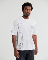 wax london men's Milton - Off White Organic Cotton London Graphic T-Shirt