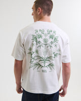 wax london men's Milton - White And Green Botanical Graphic Cotton T-Shirt
