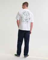 wax london men's Milton - White And Green Botanical Graphic Cotton T-Shirt