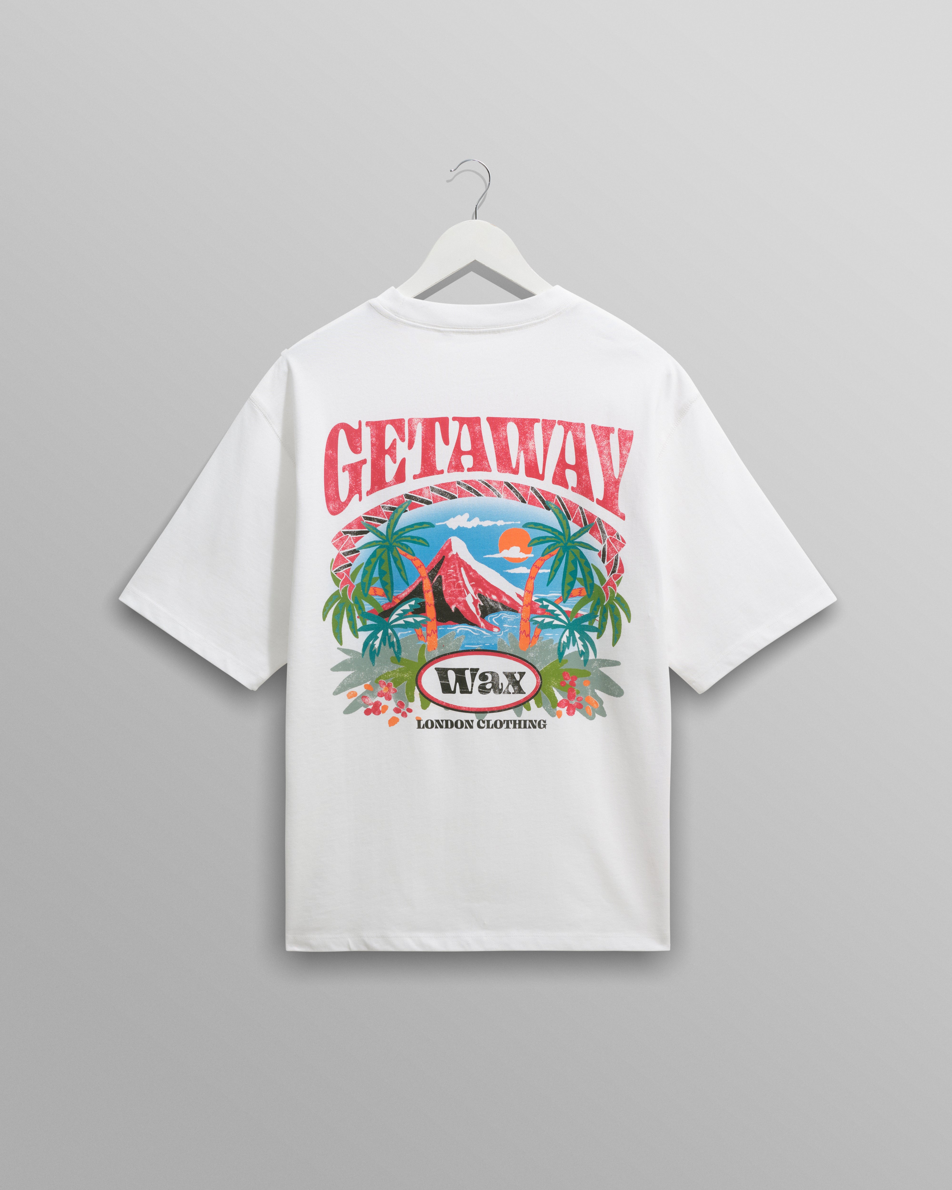 wax london men's Milton - White Getaway Graphic Cotton T-Shirt