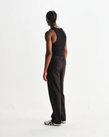 wax london men's Montague - Black Ribbed Organic Cotton Vest
