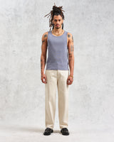 wax london men's Montague - Blue Ribbed Organic Cotton Vest