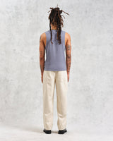 wax london men's Montague - Blue Ribbed Organic Cotton Vest