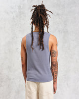 wax london men's Montague - Blue Ribbed Organic Cotton Vest
