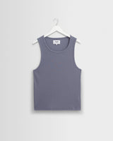 wax london men's Montague - Blue Ribbed Organic Cotton Vest