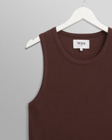 wax london men's Montague - Brown Ribbed Organic Cotton Vest