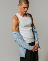 wax london men's Montague - Ecru Ribbed Organic Cotton Vest