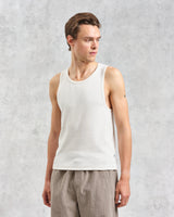 wax london men's Montague - Ecru Ribbed Organic Cotton Vest