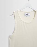 wax london men's Montague - Ecru Ribbed Organic Cotton Vest