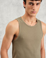 wax london men's Montague - Khaki Ribbed Organic Cotton Vest