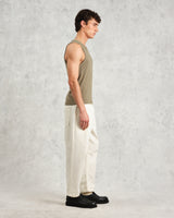 wax london men's Montague - Khaki Ribbed Organic Cotton Vest