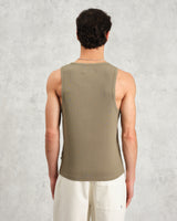 wax london men's Montague - Khaki Ribbed Organic Cotton Vest