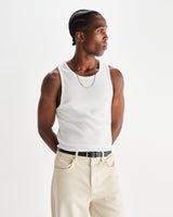 wax london men's Montague - White Ribbed Organic Cotton Vest