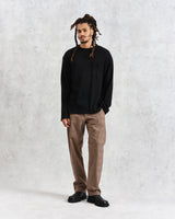 wax london men's Moore - Black Organic Waffle Textured Cotton T-Shirt