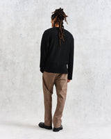 wax london men's Moore - Black Organic Waffle Textured Cotton T-Shirt