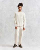wax london men's Moore - Ecru Organic Waffle Textured Cotton T-Shirt