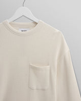wax london men's Moore - Ecru Organic Waffle Textured Cotton T-Shirt
