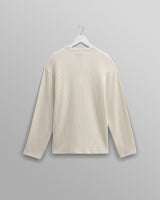 wax london men's Moore - Ecru Organic Waffle Textured Cotton T-Shirt