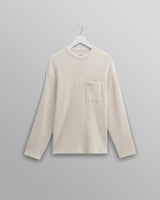 wax london men's Moore - Ecru Organic Waffle Textured Cotton T-Shirt