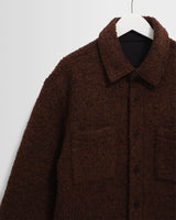 wax london men's Mount - Brown Reversible Boucle Wool Overshirt
