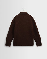 wax london men's Mount - Brown Reversible Boucle Wool Overshirt
