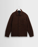 wax london men's Mount - Brown Reversible Boucle Wool Overshirt