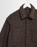 wax london men's Mount - Dusty Brown Reversible Boucle Wool Overshirt
