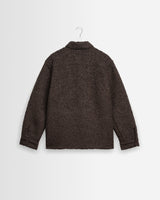 wax london men's Mount - Dusty Brown Reversible Boucle Wool Overshirt