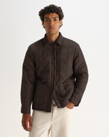 wax london men's Mount - Dusty Brown Reversible Boucle Wool Overshirt