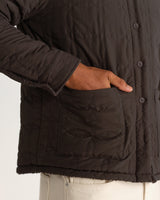 wax london men's Mount - Dusty Brown Reversible Boucle Wool Overshirt